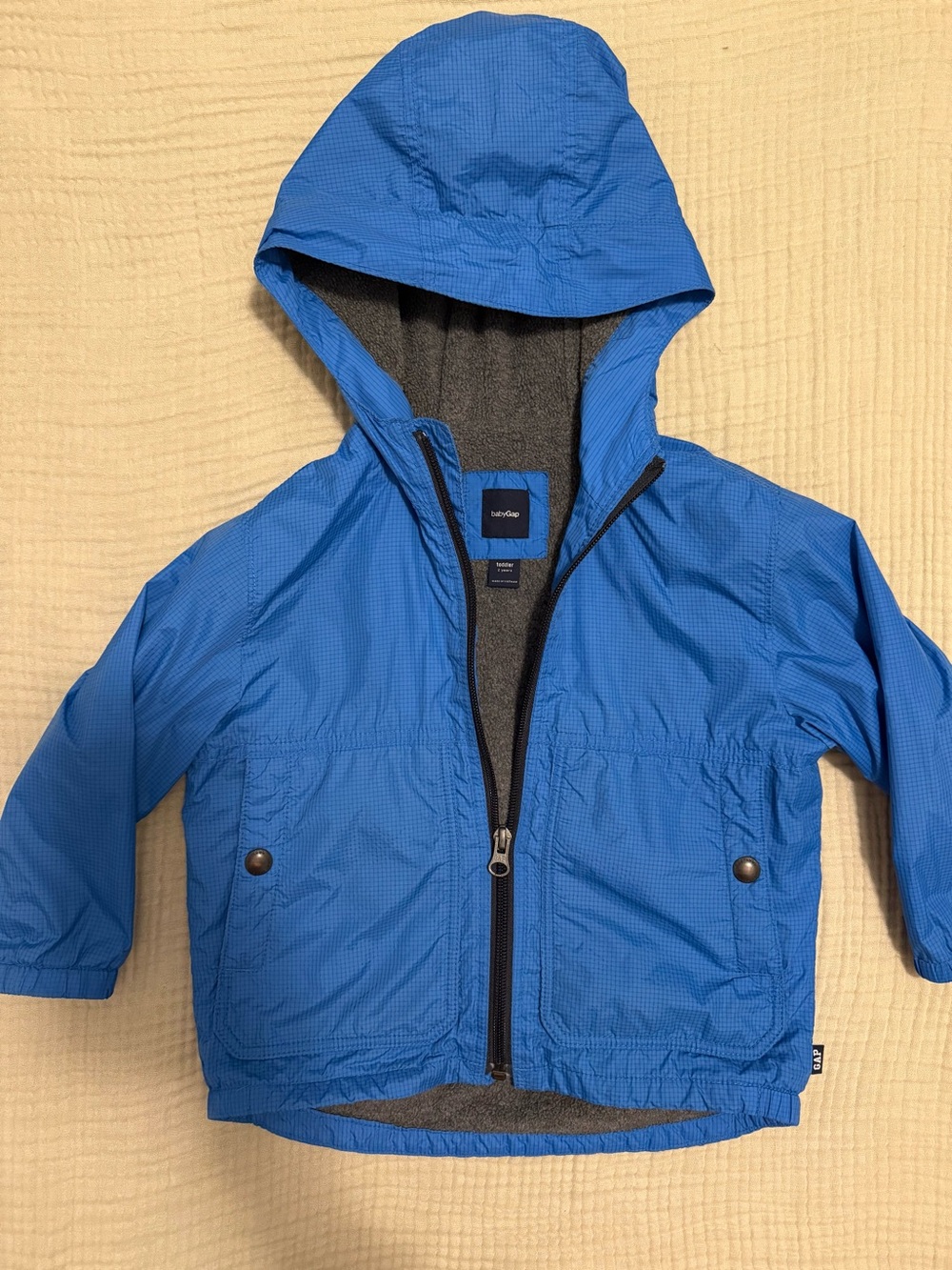 Baby GAP 2T Blue Hooded Rain Jacket